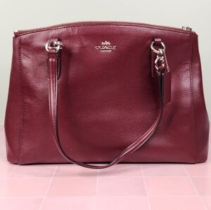 Coach Burgundy Leather Christie Carryall Bag
